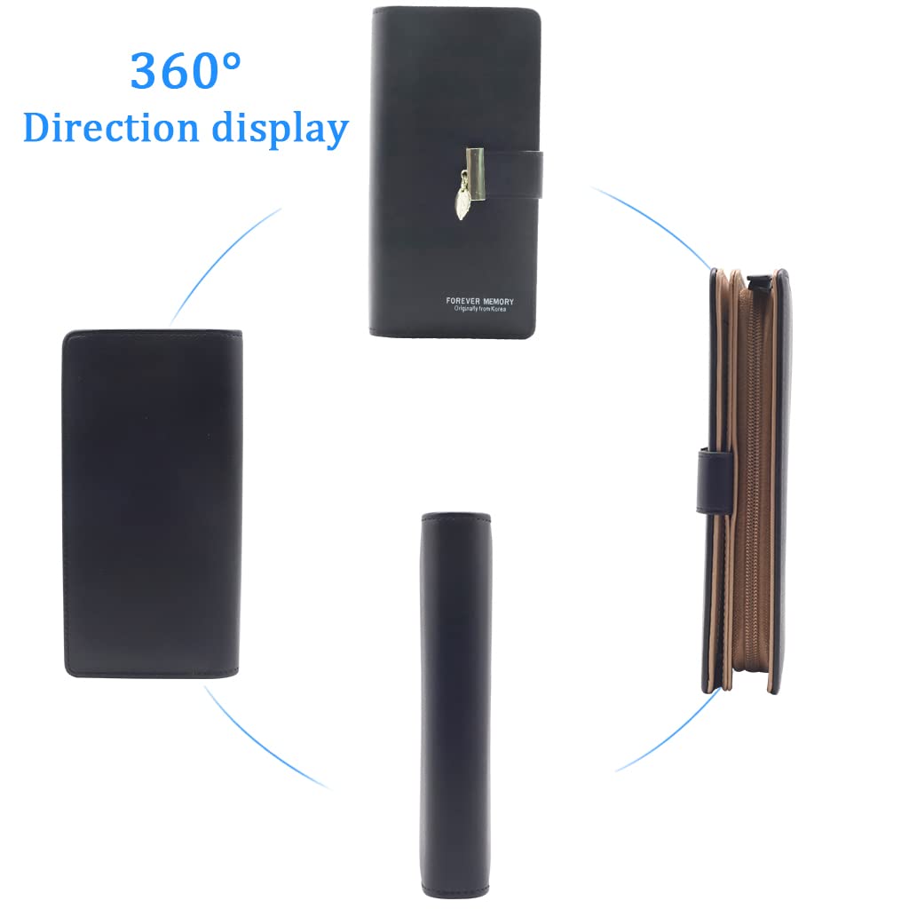 PALAY Women's PU Leather Long Wallet with Hand Strap Leaf Pendant Card Holders Phone Pocket Zipper Coin Purse Clutch Bag for Women (Black) PALAY Women's PU Leather Long Wallet with Hand Strap Leaf Pendant Card Holders Phone Pocket Zipper Coin Purse Clutch Bag for Women (Black)